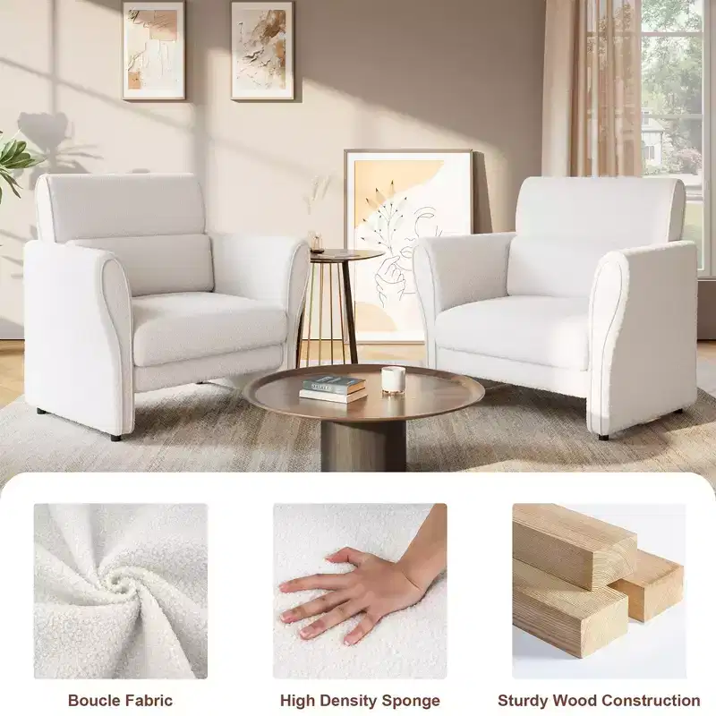 COZONY Modern Sofa Couch for Living Room  Upholstered Sofa with High Backrest, Removable Lumbar Pillows, Easy Assembly