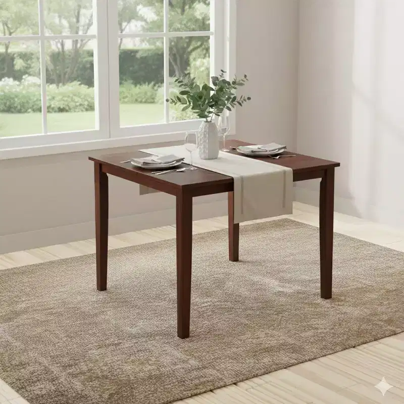 Square Solid Wood Dining Table Cappuccino Rubberwood Compact 30