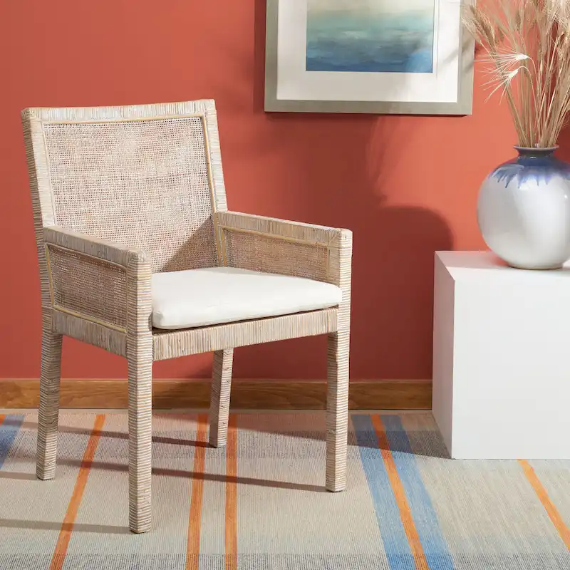SAFAVIEH Almira Coastal Accent Chair with Cushion - 22.8 W x 22.4 L x 34.6 H - 23Wx22Dx35H