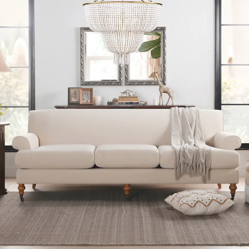 Alana Lawson 88 Inch Living Room Sofa  Three Cushion Couch with Rolled Arms and Tight Back  Minimal Assembly Required