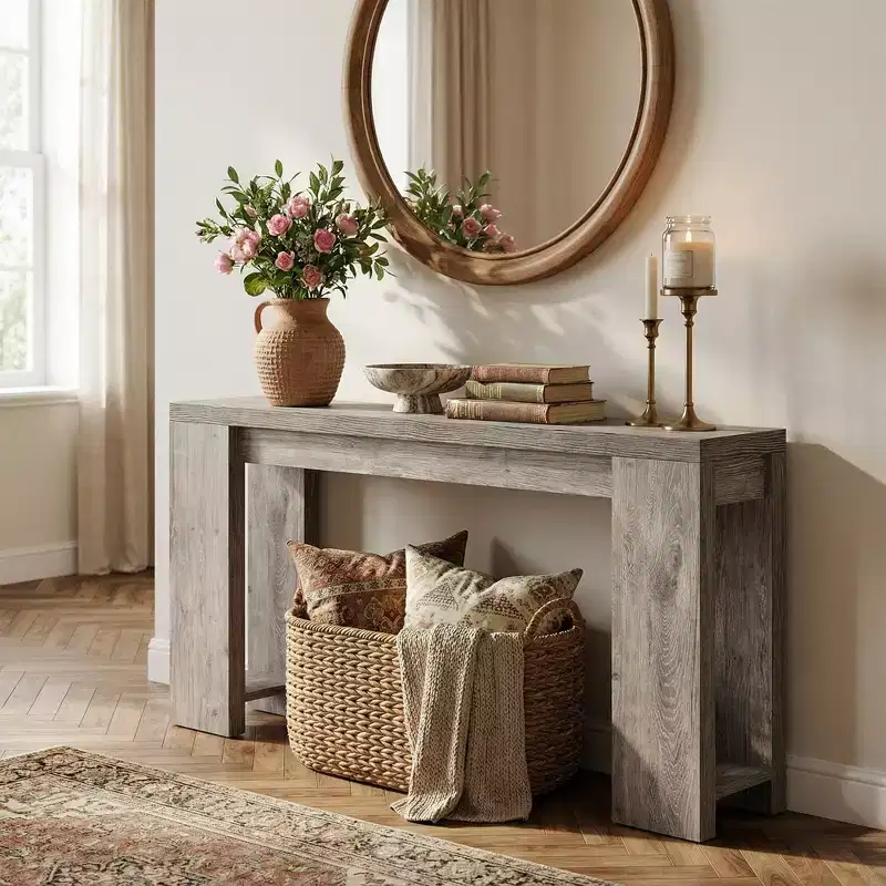 70.9-Inch Wood Console Table, Farmhouse Entryway Sofa Table