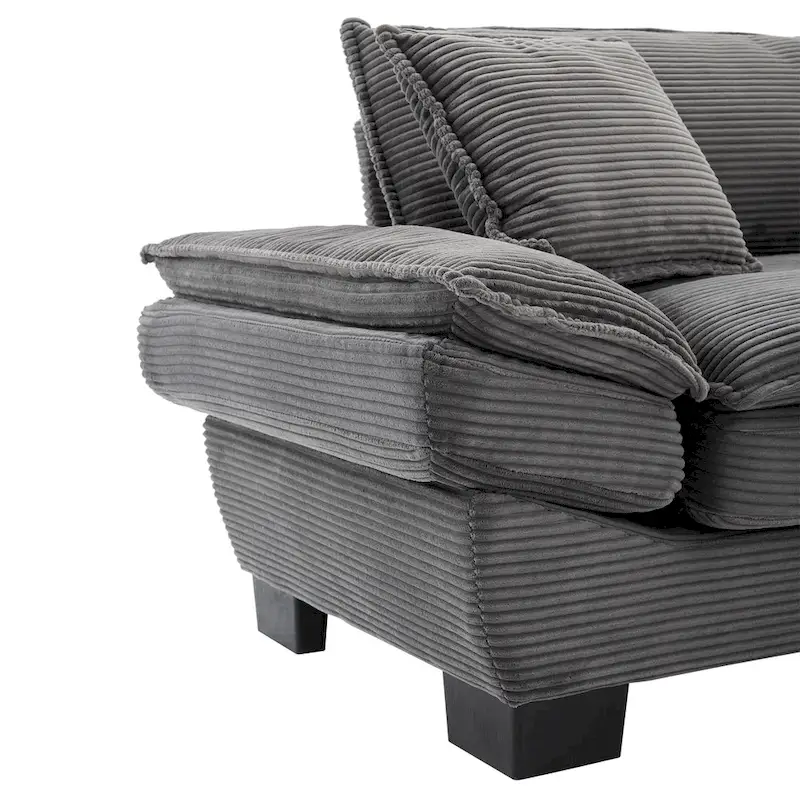 65.5 Upholstered 3-Seater Sofa Couch with Two Pillows and Sturdy Construction