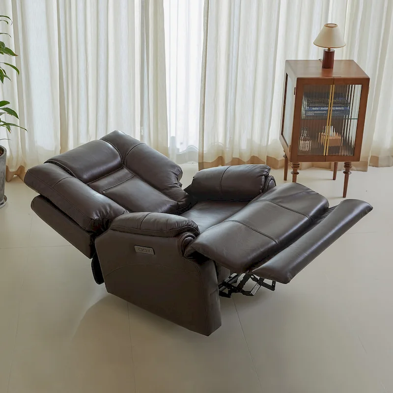 Genuine Top Grain Adjustable Headrest Extendable Footrest Zero Gravity Reclin Power Recliner