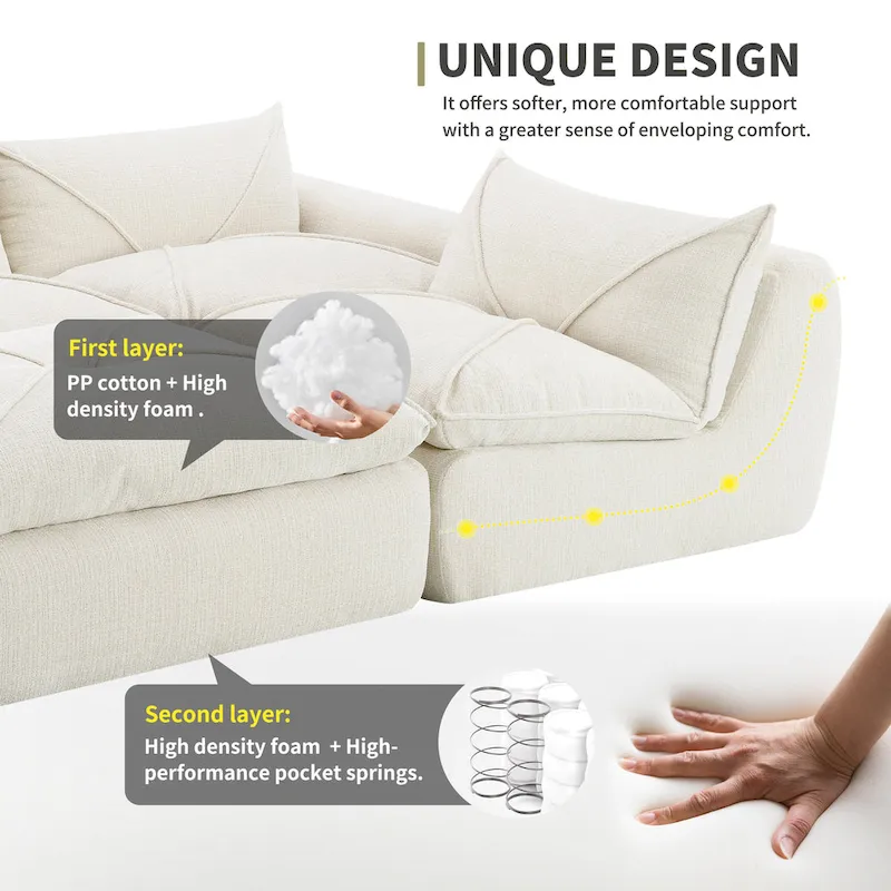 116-In Modern Chenille Sectional Sofa with High Density Foam,No Assembly Required