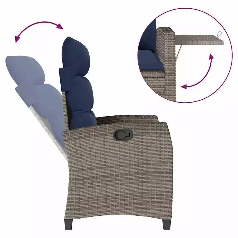 vidaXL Reclining Garden Chair PE rattan, powder-coated steel Medium