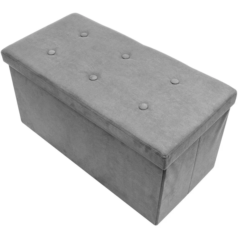Sorbus Storage Bench Chest Contemporary Faux Suede (Small Suede, Grey)