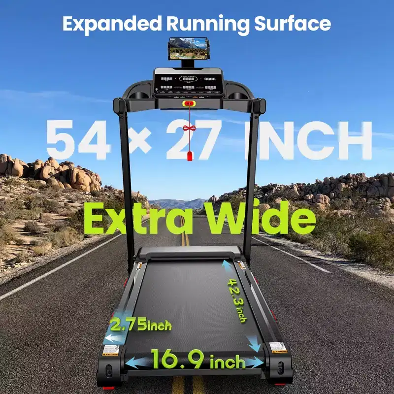 Home Treadmill with Quiet Motor, 0.69 MPH Speed, Incline, 350 lb Capacity, LED Display & Bluetooth