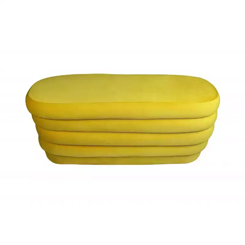 44 Yellow Velvet Tufted Oval Ottoman