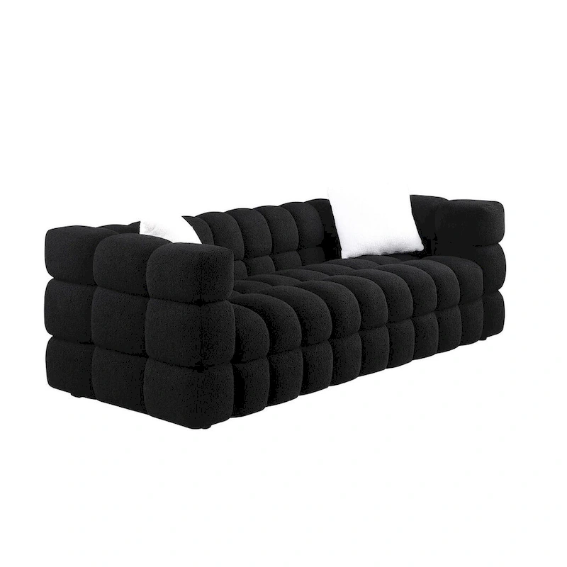 Modern 84.3 Boucle 3-Seater Sofa with Pillows