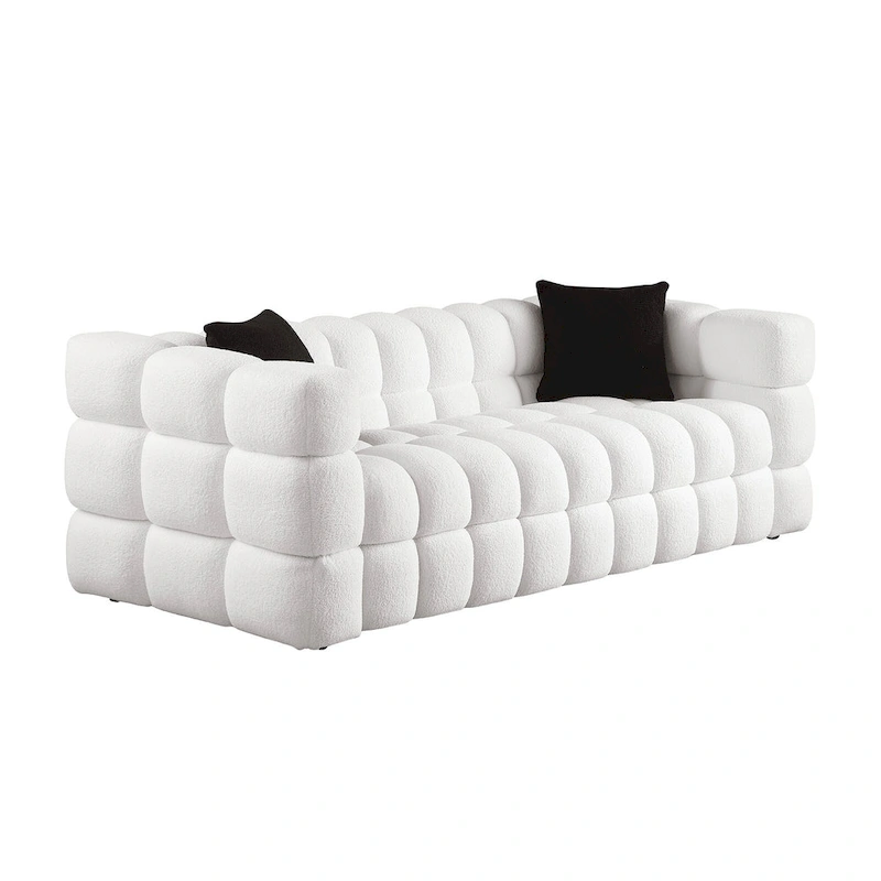 Modern 84.3 Boucle 3-Seater Sofa with Pillows