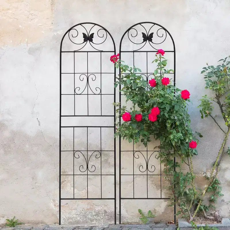 MAYEERTY 4 Pack Metal Garden Trellis 86.7 x 19.7 Inch Rustproof Climbing Plants Support Black Outdoor Flower