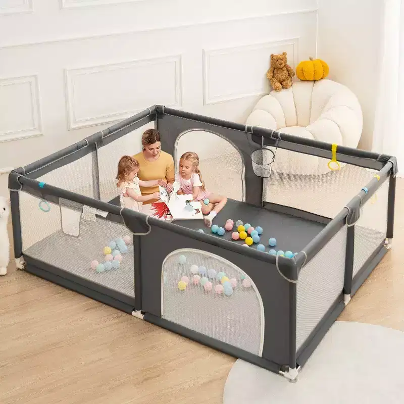 79x79 4-Panel Baby Playpen – Spacious & Secure Portable Playard