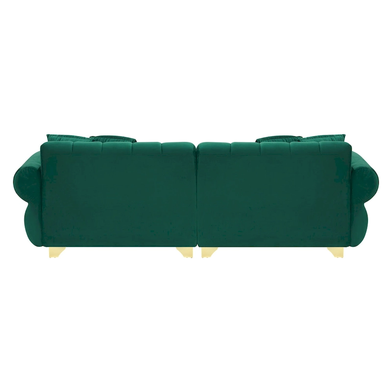 Green Velvet 3-seater Sofa with Spring-Wrapped Cushions