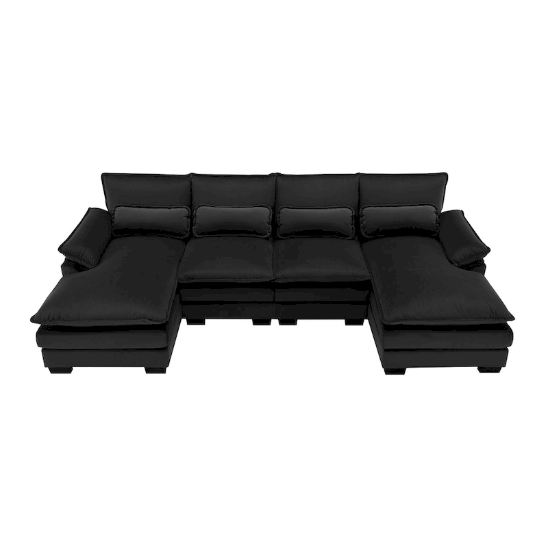 [VIDEO provided][New]109.8*55.9 Modern U-shaped Sectional Sofa with Waist Pillows,6-seat Upholstered Symmetrical Sofa Furniture
