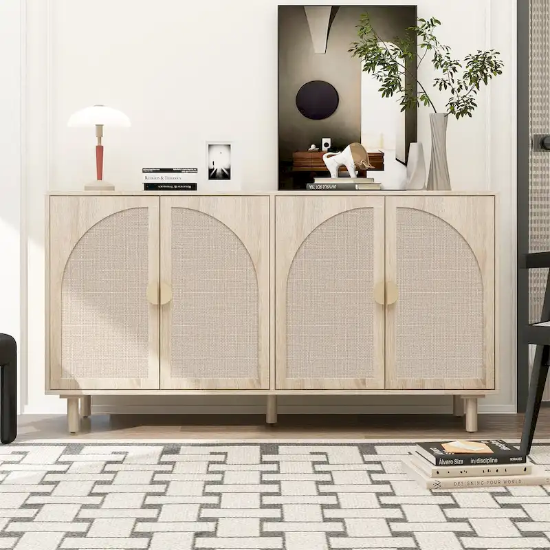 Modern 4 Door Cabinet with Adjustable Shelf