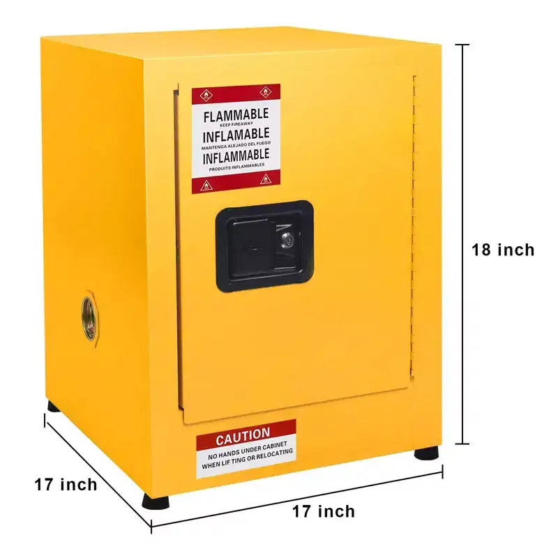 17 x 17 x 22 Galvanized Steel Safety Cabinet - Industrial-Grade Flammable Storage with Adjustable Shelf