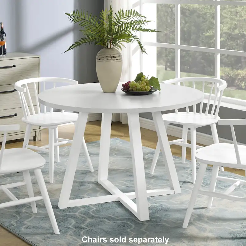 Round Dining Table – White – Trestle Base – Seats 4