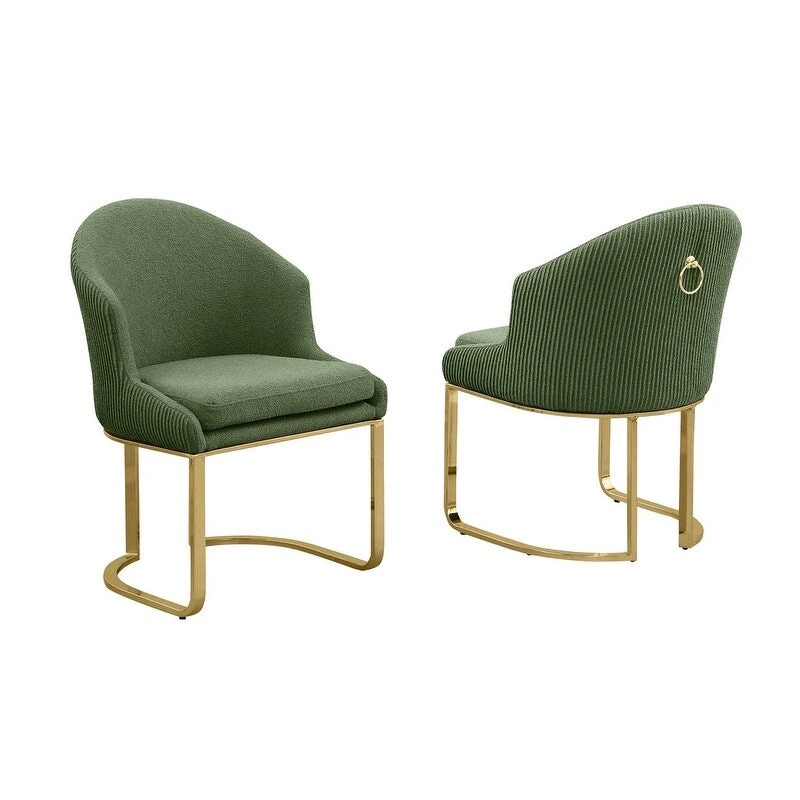 Best Quality Furniture Teddy Fabric Gold Chrome Dining Chairs (Set of 2) - N/A