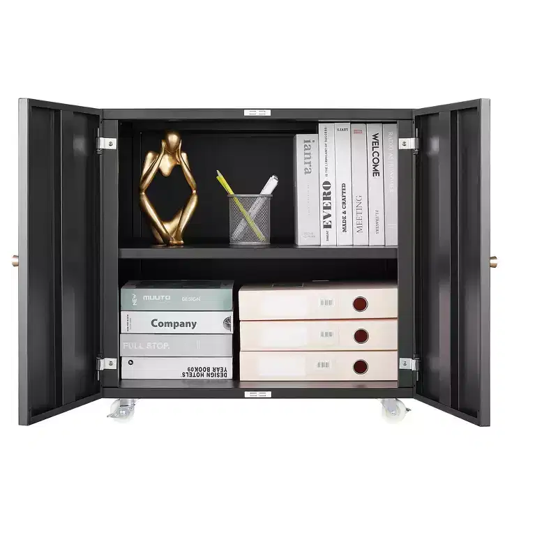 MAYEERTY White Mobile Metal Printer Stand with Storage, Adjustable Shelf File Cabinet on Wheels