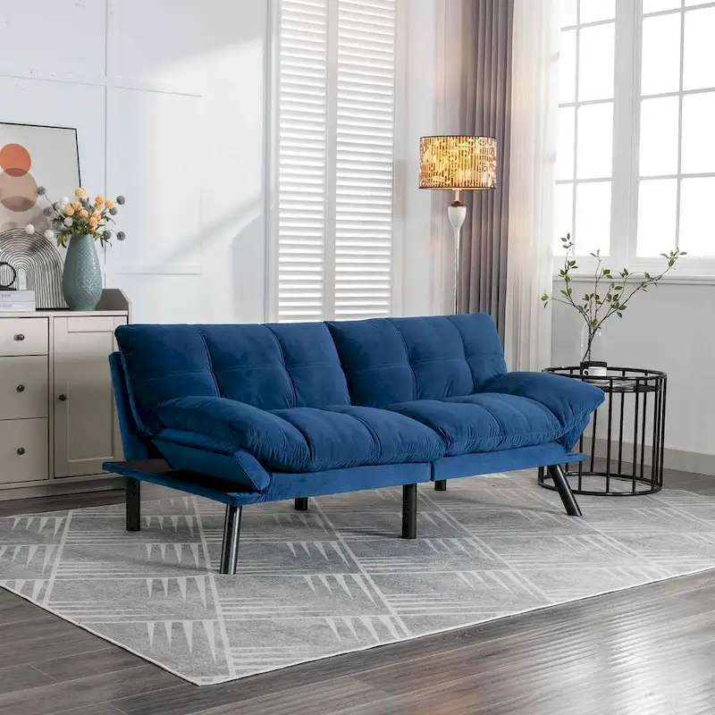 Modern Upholstered 2-Seater Sofa Bed with Adjustable Backrest and Armrests - 70:l