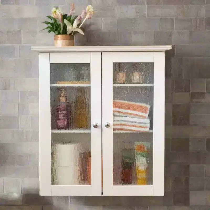 Teamson Home Connor Removable Wall Cabinet with Adjustable Shelves & 2 Glass Doors