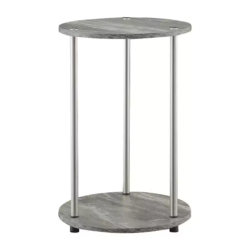 22 in.H Gray Round Metal 2-Tier End Table