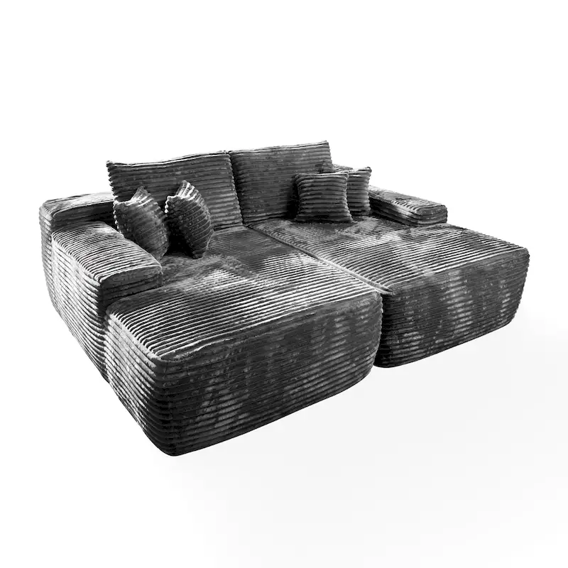 OVIOS Long Plush No Assembly Required Double Chaise Sofa