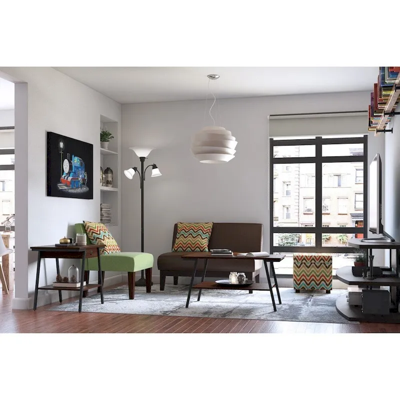 Contemporary Brown Bonded Leather Loveseat with Tapered Wood Legs