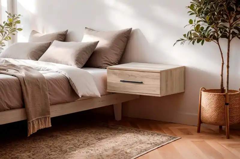 Floating Nightstand With 1 Drawer - Rustic Oak