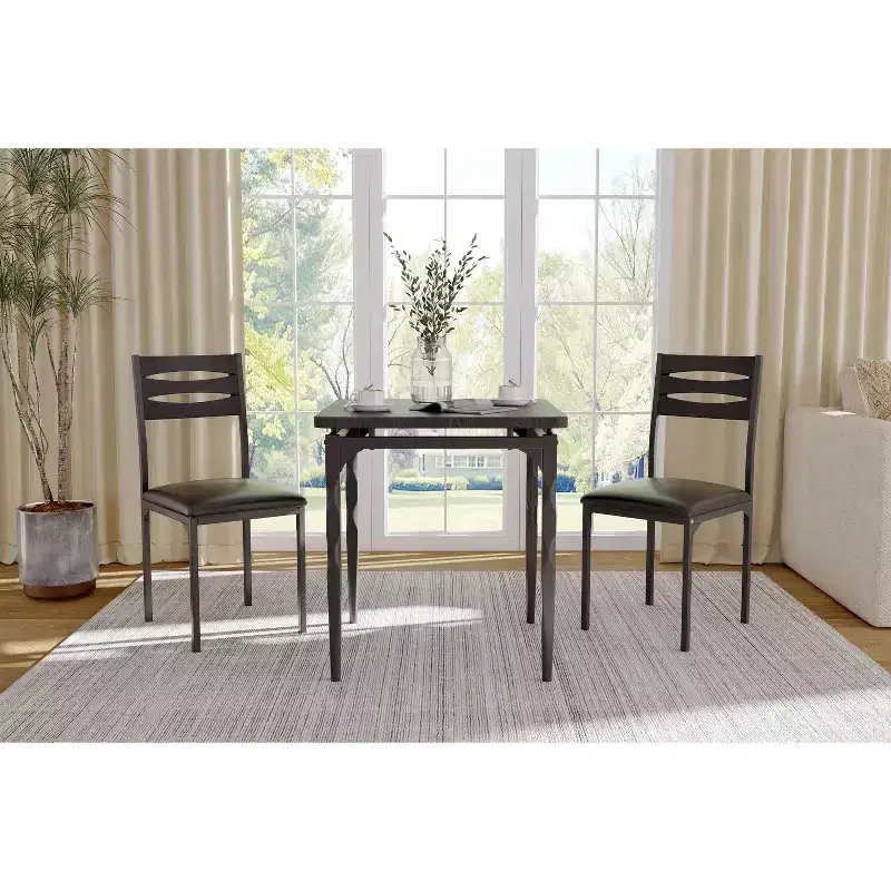 Dining Table Set for 2, 3 Piece Dining Table and Chairs Set of 2, Dining Table Set with Spiral Table Legs for Small Spaces