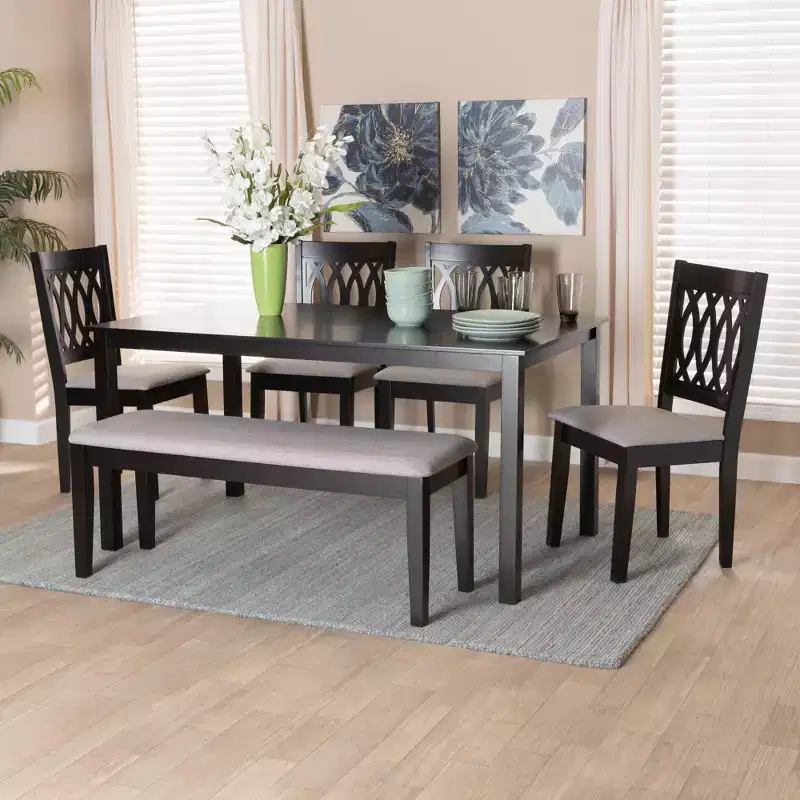 Baxton Studio Florencia Modern Fabric and Wood Dining Set