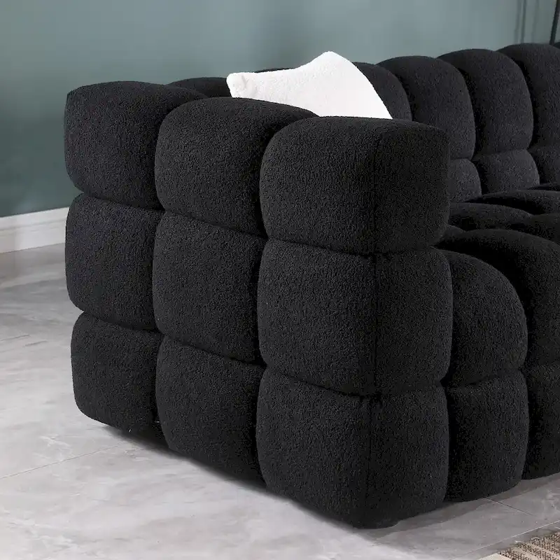 Modern 84.3 Boucle 3-Seater Sofa with Pillows