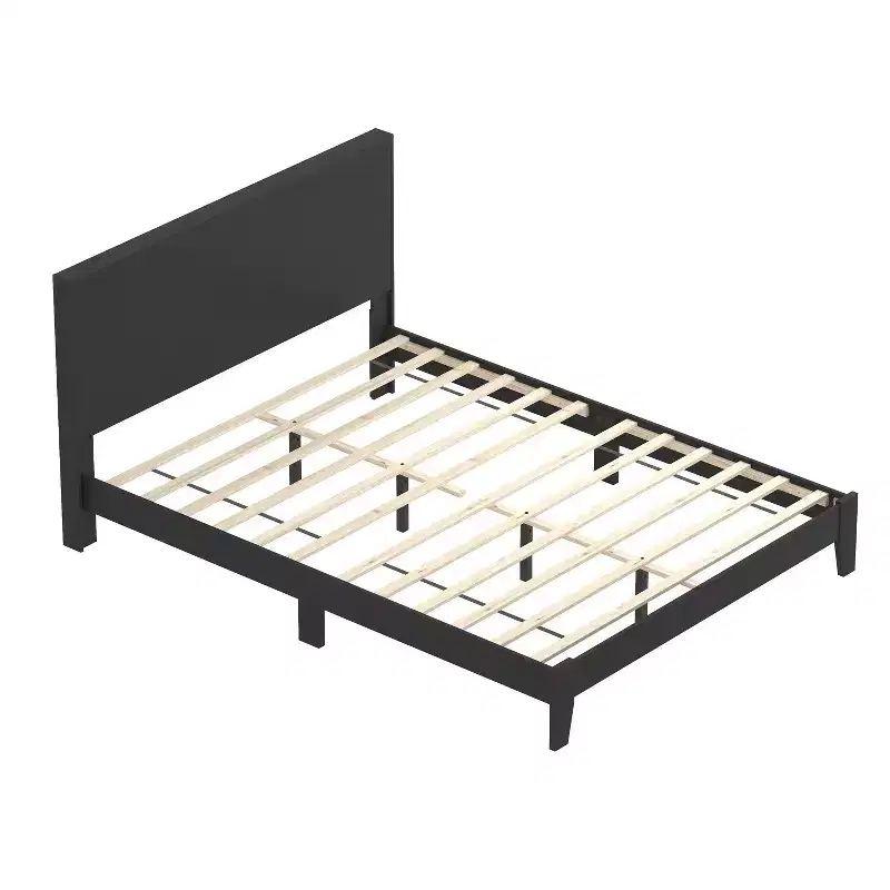 Galano Payne Queen Platform Bed with Headboard  Black