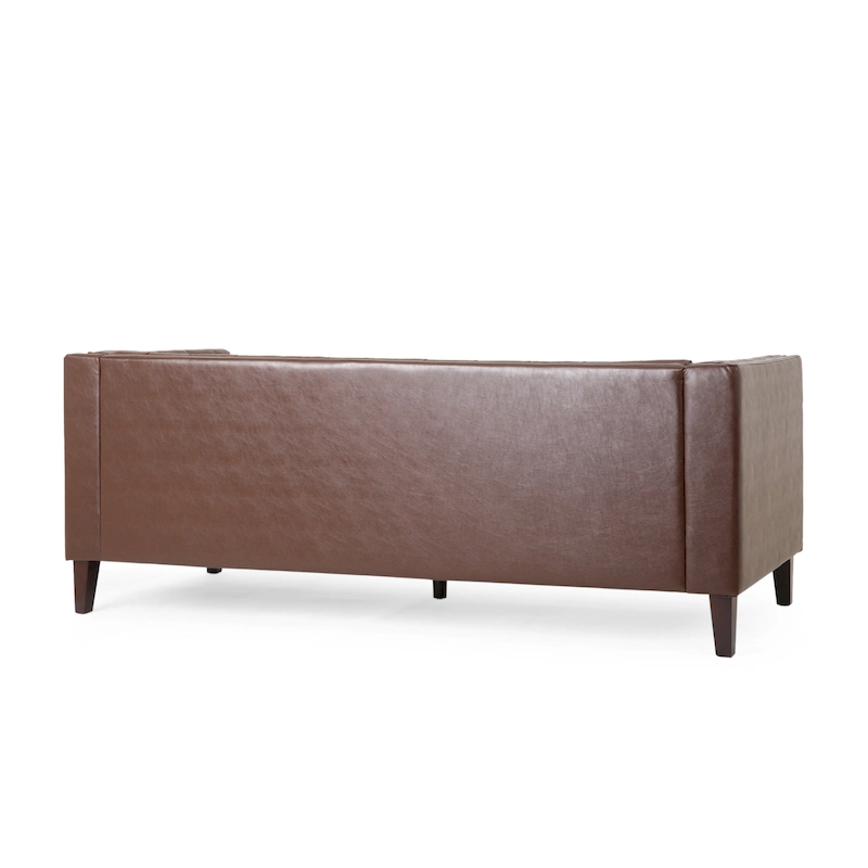 Pondway Faux Leather Tufted 3 Seater Sofa by Christopher Knight Home