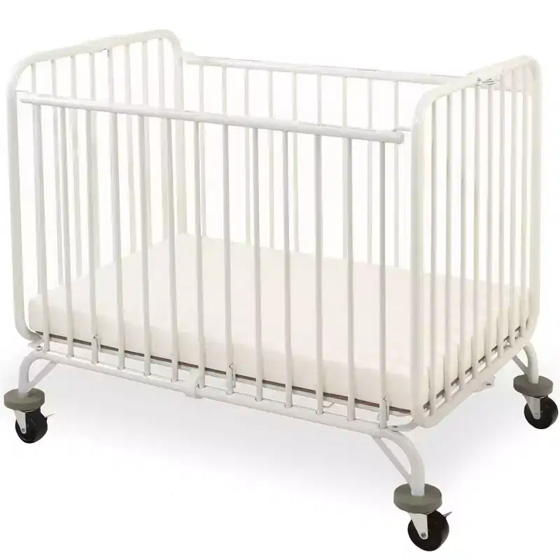 LA Baby Holiday Mini/Portable Folding Metal Crib-White