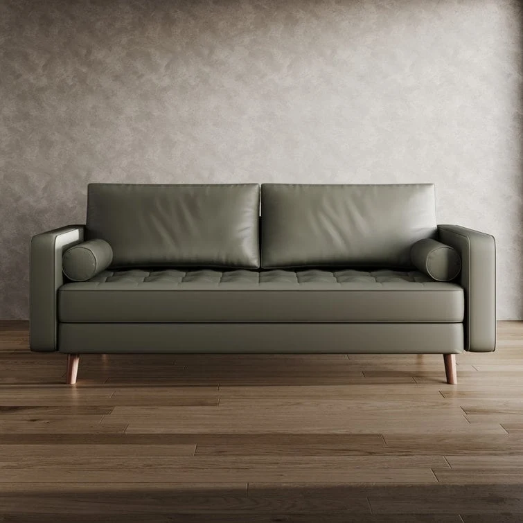 Stateside Upholstered Leather Square Arm Sofa Couch 70