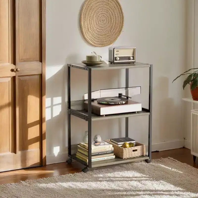 Karl Home 3-Tier Printer Stand P2 Particleboard Washed Gray Combo A+B 15.7x12x25.6 Inches