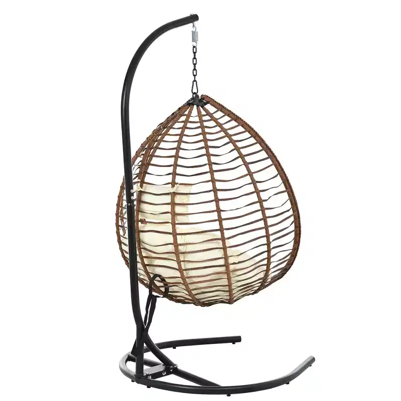 Whisen Hanging Hammock Chair with Stand, Egg Swing Chair with Iron Frame and Cushion & Headrest