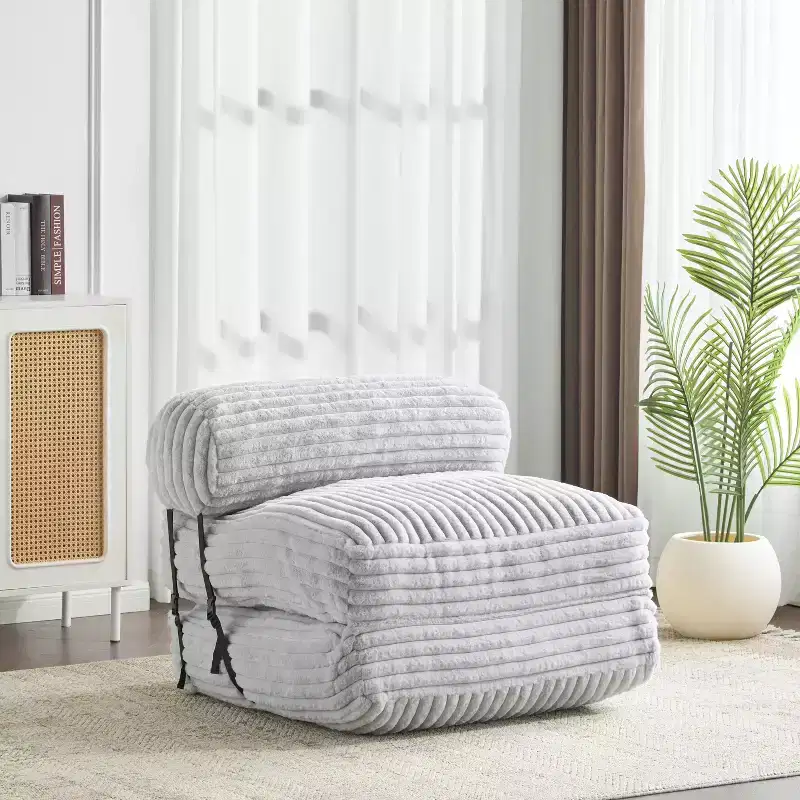 Christopher Knight Home Maegan Modern Foldable Faux Fur Bean Bag Convertible Lounge Bed with Pillow