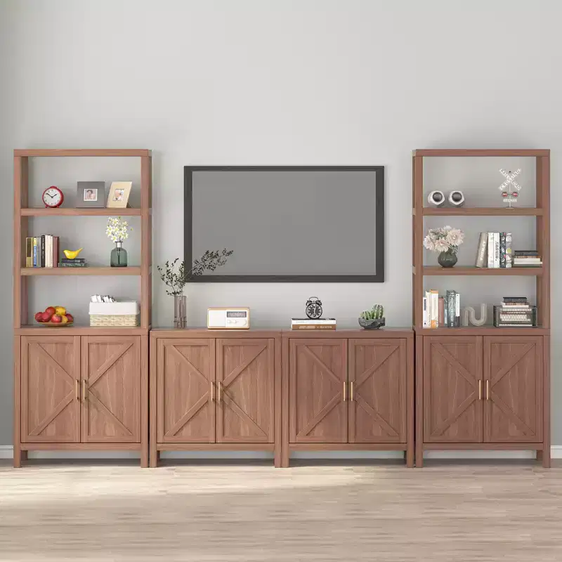 30 Inch Storage Cabinet, Wooden Door Sideboard Buffet Cabinet with Adjustable Shelves, Rustic Entryway Cabinet for Kitchen, Bedroom, Living Room