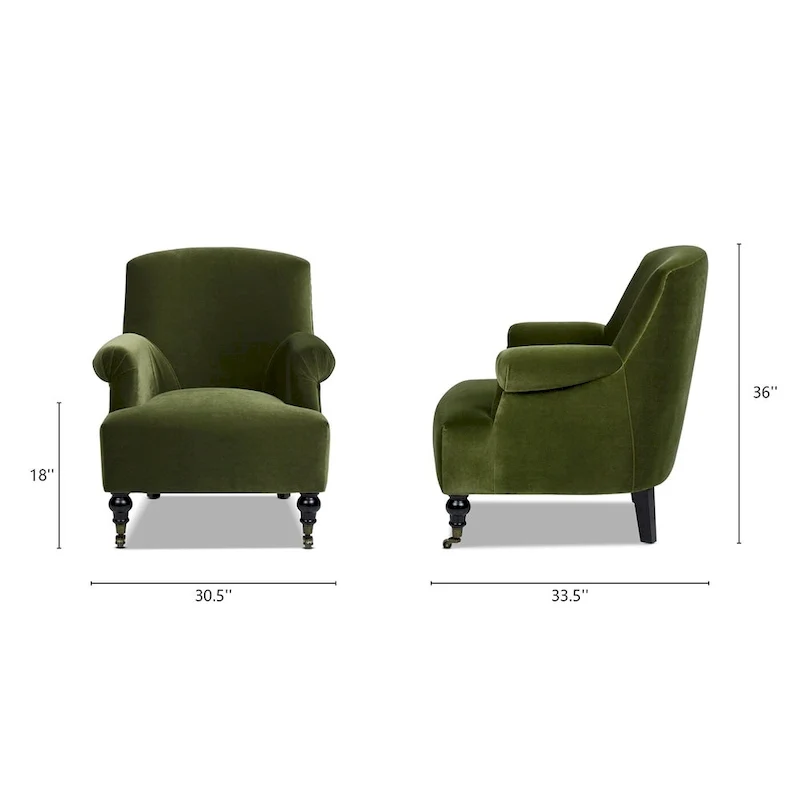 Eloise 30 Transitional Velvet Pleated Sock Arm Accent Chair