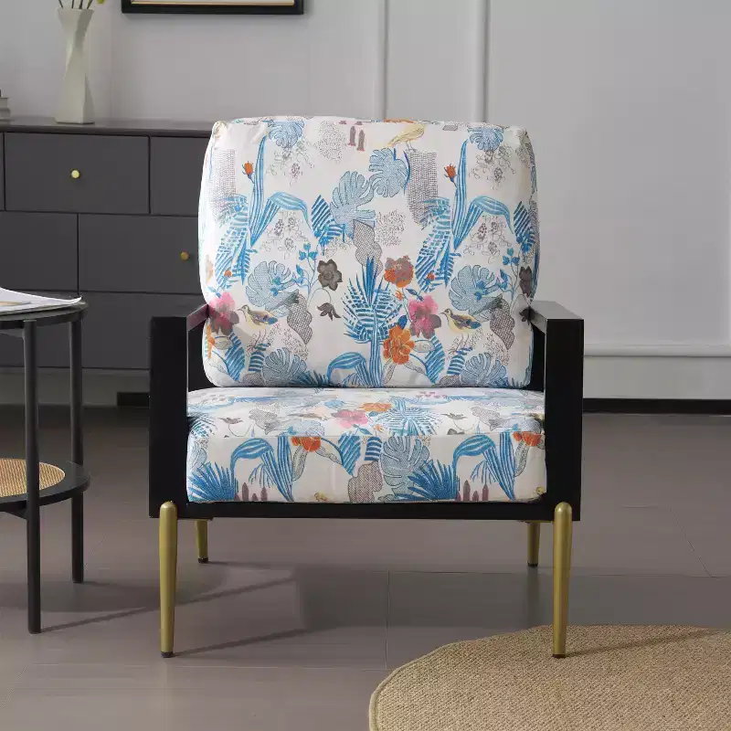 Christopher Knight Home Thurman Mid-Century Modern Metal and Rubberwood Velvet Arm Chair