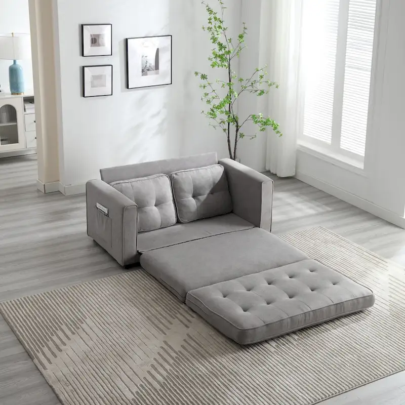 3 Fold Velvet Sofa,Convertible Sleeper Sofabed with Pull Out Couch Bed