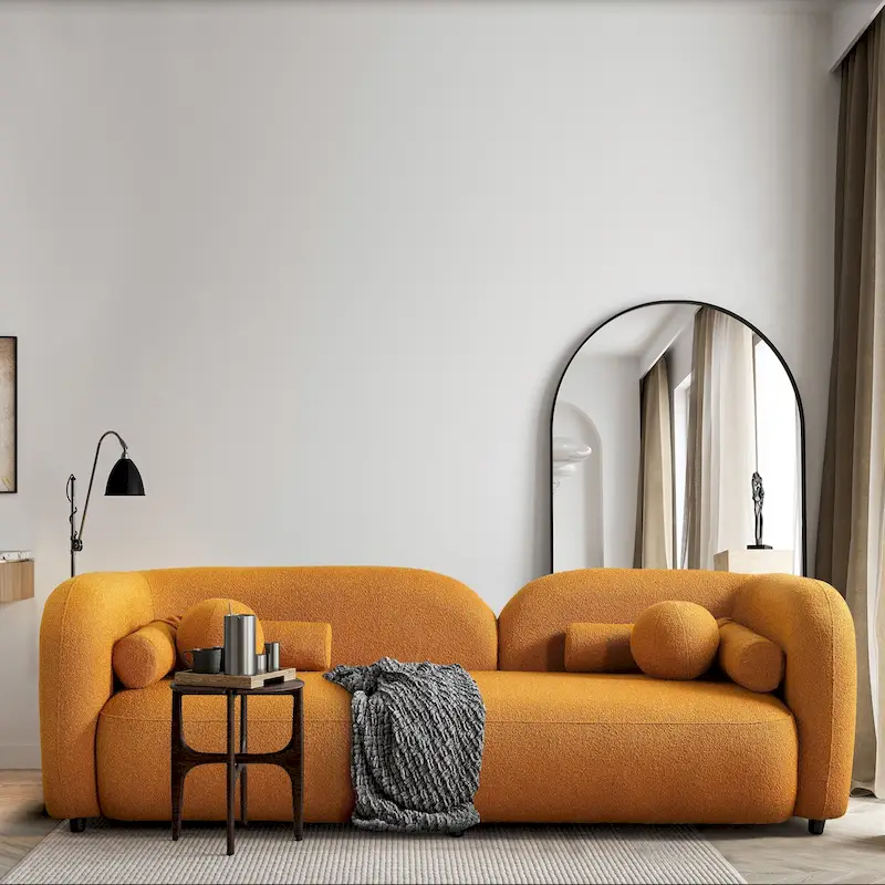 Milet Luxury Modern Boucle Fabric Curved Arm Sofa