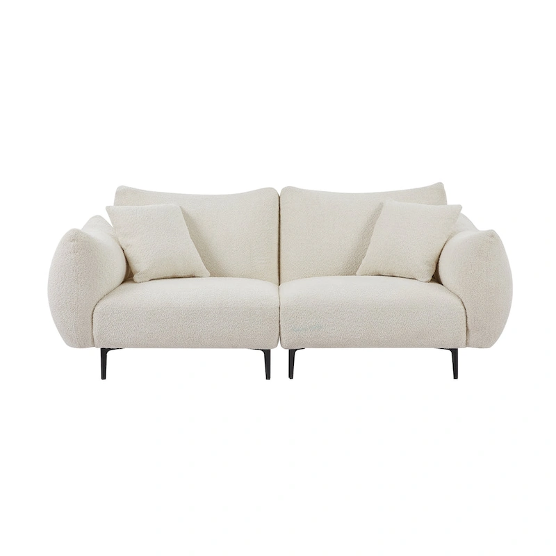 64 Classic Fabric 2-Seater Sofa with Wood Frame & 2 Pillows