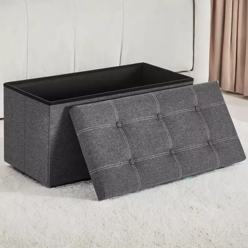 30 Ottoman Storage Bench, Ottoman with Storage, Footstool, Folding Bedroom Bench, Holds 660 lb