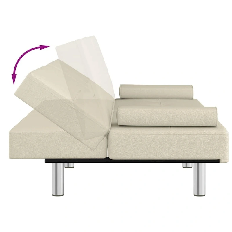 vidaXL Sofa Bed Foldable Sleeper Sofa Couch Bed with Cup Holders Faux Leather - 78.7 x 35 x 27.6