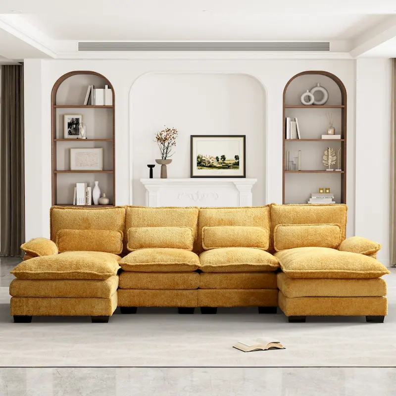 Ouyessir Large Chenille Fabric U-shaped Sectional Sofa with Cushions