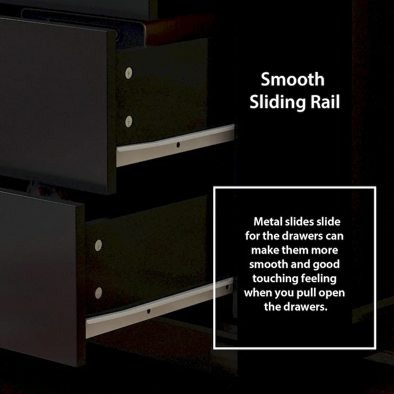 55.1W Lacquer Dresser Long Dresser for Bedroom Chest of Drawers