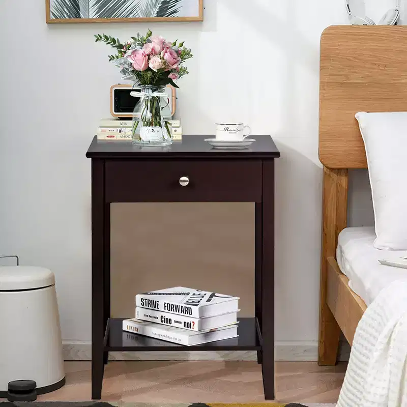 Nightstand End Table Storage Display Bedroom Furniture Drawer Shelf Beside White\Brown\Grey
